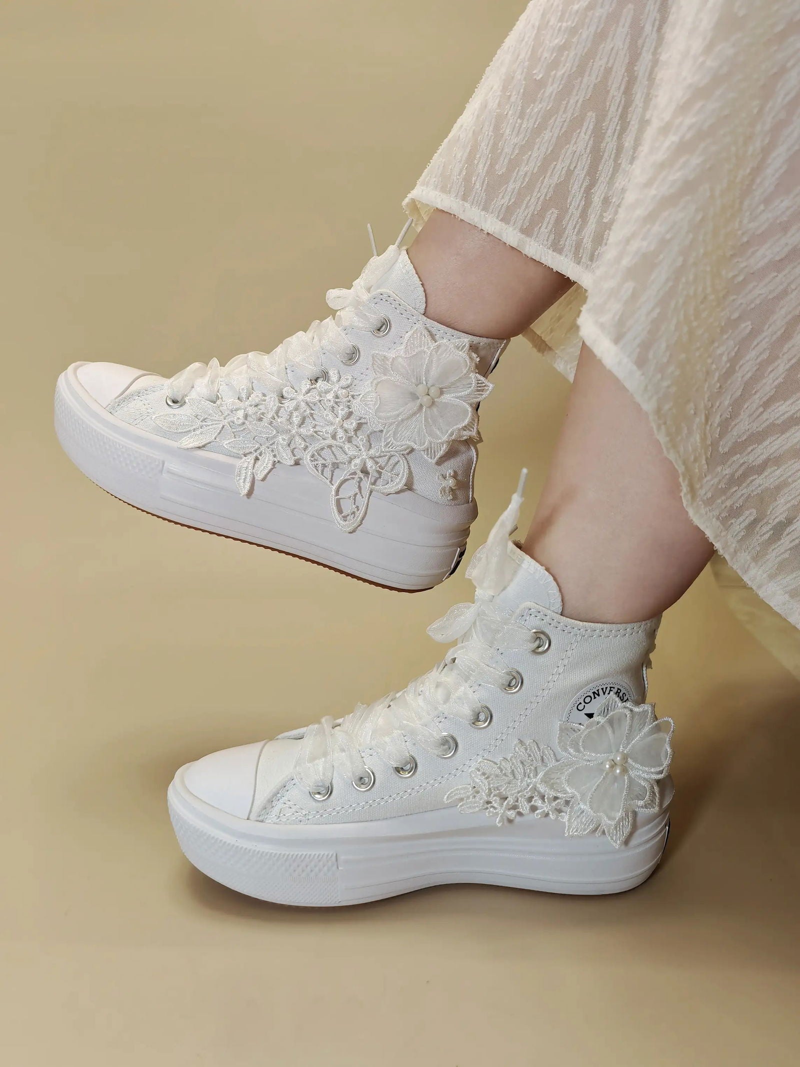 Floral Elegance High-Top Sneakers - My Store